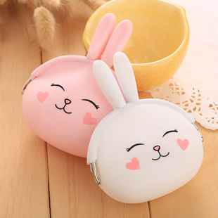 卡通韩国可爱兔子糖果，色小包钥匙包女士包硅胶(包硅胶)零钱包