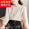 新中式国风钉珠立领复古刺绣衬衫，女2024春季洋气时尚雪纺上衣
