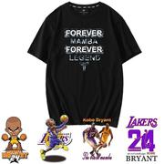 NBA湖人队24号布莱恩特科比纪念黑曼巴t恤男女篮球服短袖运动半袖