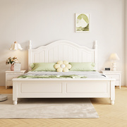 实木床美式床1.5米约，双人床白色1.35床架，家用卧室主卧