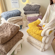 珊瑚绒小毛毯毯子加厚冬季沙发，毯床单办公室，午睡毯盖毯披肩加绒毯