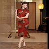老上海旗袍高端中长款短袖，双层复古新中式，送考少女气质改良连衣裙