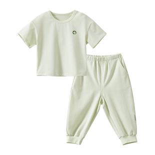 嫚熙婴童短袖长裤套装透气天丝棉夏季男女宝宝衣服运动服休闲外穿