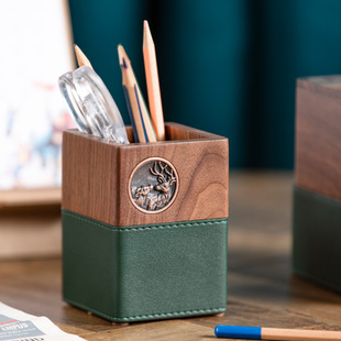 实木笔筒北欧风松学生礼物，办公室桌面文具用品收纳盒木质笔筒笔座