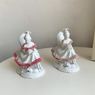 穿着粉色蕾丝裙的贵妇，失传工艺售完无补欧式人偶陶瓷摆件