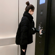 小个子冬季羽绒服女2023韩版气质，小众白鸭绒(白鸭绒，)短款立领黑色外套