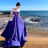 纯欲风紫色挂脖裙女夏季超仙气质高级性感拖地露背长裙吊带连衣裙