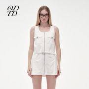 ODTD 设计师品牌24春夏水洗做旧皮活褶工装连衣裙含腰带