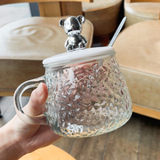马克杯玻璃杯女生创意小熊玻璃，水杯2023家用办公室杯子咖啡杯