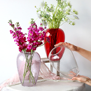 法式中古风紫色气泡玻璃，花瓶红色设计师浪漫少女，家居客厅餐桌装饰