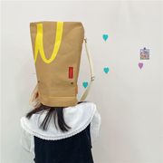 网红麦当劳书包2023双肩包女大学生上课包大容量纸袋斜挎背包
