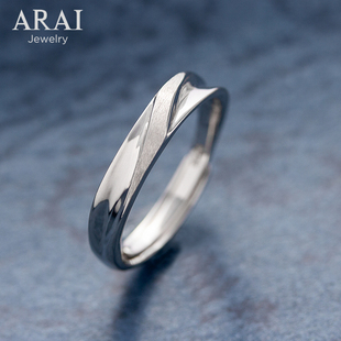 arai999纯银戒指小众设计男女，活口戒指ins个性，简约拉丝素圈单戒