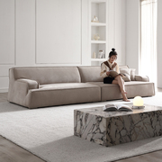 微色彩沙发磨砂布直排小户型四人位客厅极简现代大马士革布艺沙发