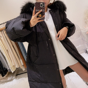 大毛领羽绒服女装，冬季宽松中长款收腰2022年时尚洋气外套