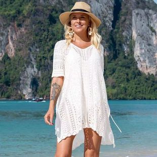 75-300斤沙滩性感镂空针织罩衫海边度假比基尼外罩衫防晒衣女