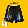 bkmk设计感流星碰撞嘻哈高街星星彩色渐变印花男女短裤宽松bf大码