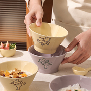 日式斗笠碗家用米饭碗，个人专用精致陶瓷碗，可爱汤碗沙拉碗网红小碗