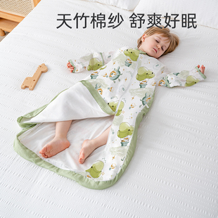 moonboat婴儿睡袋春秋夏季纱布，薄款新生儿宝宝一体，防踢被四季通用