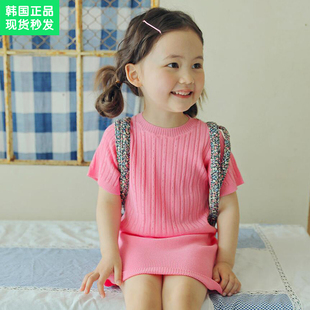 锦小和和amber韩国童装女童t恤连衣裙夏2024儿童气质条纹裙子