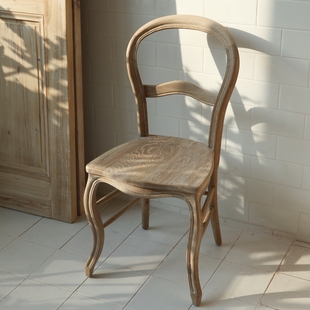 欧式法式乡村餐椅全实木橡木风化灰做旧椅子环保油漆