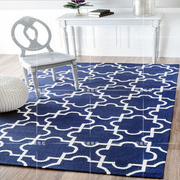 时尚地中海蓝白格子(白格子)手工腈纶地毯，现代客厅茶几卧室满铺样板间地毯