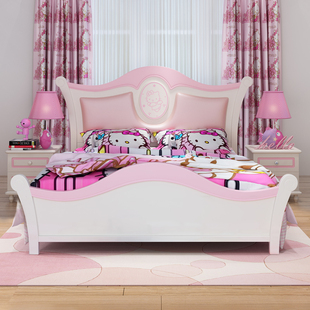 欧式儿童床女孩公主床粉色，1.2米1.5单人床，卧室儿童房家具组合套装