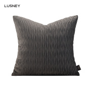 新中式样板间抱枕沙发客厅深灰绒料褶皱纹理床上靠垫定制靠枕套软