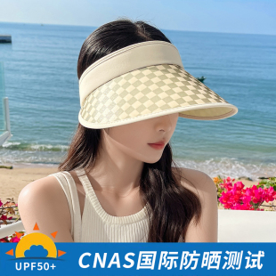太阳帽女夏季帽子女款，空顶帽户外遮脸夏天女士，大檐遮阳帽海滩草帽