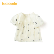 巴拉巴拉短袖衬衫女幼童夏装可爱时髦洋气休闲装蝴蝶结衬衣