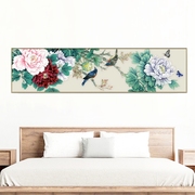 精准印花纯棉，dmc十字绣客厅卧室床头新中式，满绣花开富贵牡丹花