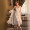 宫廷仙女短袖睡裙女夏性感，网纱公主风吊带，睡衣两件套白色新婚晨袍