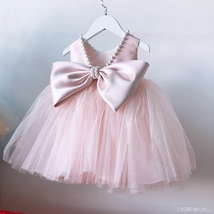 女童礼服高端韩版粉色生日宴会，服蓬蓬裙表演公主裙蓬松儿童婚纱裙