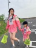 炸街亲子装网红防晒女童套装，粉色甜美短裤，防晒衣2件2023年夏款