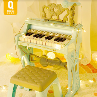 儿童钢琴玩具电子琴小女孩初学多功能可弹奏2话筒1-3周岁生日礼物