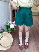 女童复古花边短裤，五分裤韩版洋气热裤，2023夏季儿童宝宝裤子