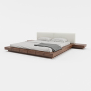 卧室日式榻榻米床简约现代双人悬浮矮床实木床北欧落地原木地台床