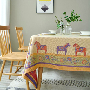 桌布布艺现代轻奢高级感北欧客厅茶几长方形，美式棉麻餐桌布台布