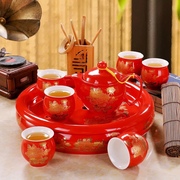 景德镇瓷器功夫茶具套装家用双层功夫茶具陶瓷泡茶壶茶杯茶盘