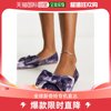 香港直邮潮奢 ASOS 女士设计湖蓝色蝴蝶结尖头天鹅绒淡紫色芭蕾舞