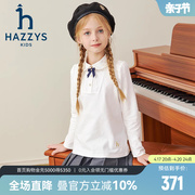 hazzys哈吉斯(哈吉斯)童装女童t恤2023秋中大童，娃娃领甜美针织打底衫