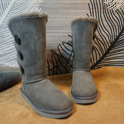高筒靴冬季真皮羊皮毛，一体雪地靴，扣子女靴平跟保暖靴51-1