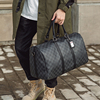 韩版男女士大容量，短途旅游出差行李袋潮流黑格子，手提包单肩包