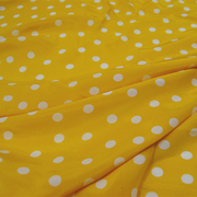 黄底白色波点圆点真丝双绉连衣裙衬衫半身裙桑蚕丝服装布料面料