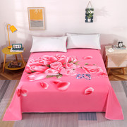 3D床单单件磨毛蓝色粉色加厚加密亲肤双人床单老式大版花240x