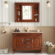 浴室柜洗手盆柜组合美式欧式卫浴柜防水轻奢落地式橡木实木卫生间