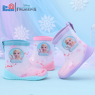 迪士尼儿童雨鞋女童防滑可爱胶鞋，爱莎公主女孩幼儿园小学生雨靴子