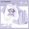 拉夏贝尔女童夏装套装纯棉，2024洋气女宝宝童装运动服儿童短袖