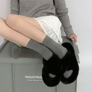 粗线袜子女秋冬中筒灰色，堆堆袜女款美式长筒袜jk毛线坑条小腿袜套