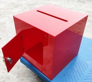 亚克力红色大号投票箱带锁意见箱爱心捐款箱透明30cm高可定制