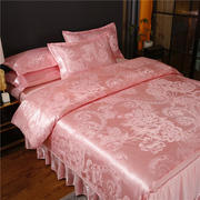 粉色四件套网红款欧式宫廷风提花，家用双ins人2米x23被套2米床裙款